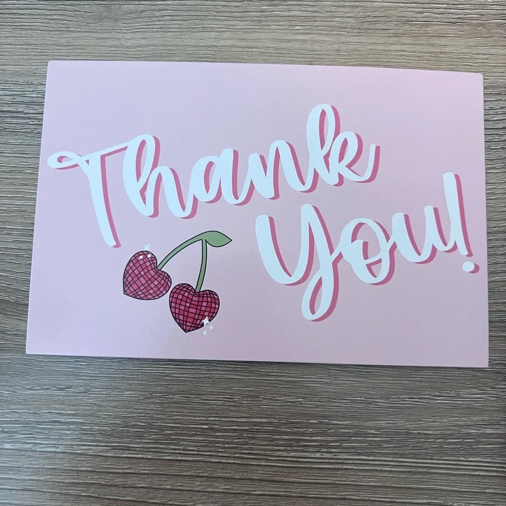 50PC Small Shipping Bundle-25(7.5x10.5) Cherry Poly Mailers + 25 Thank You Cards